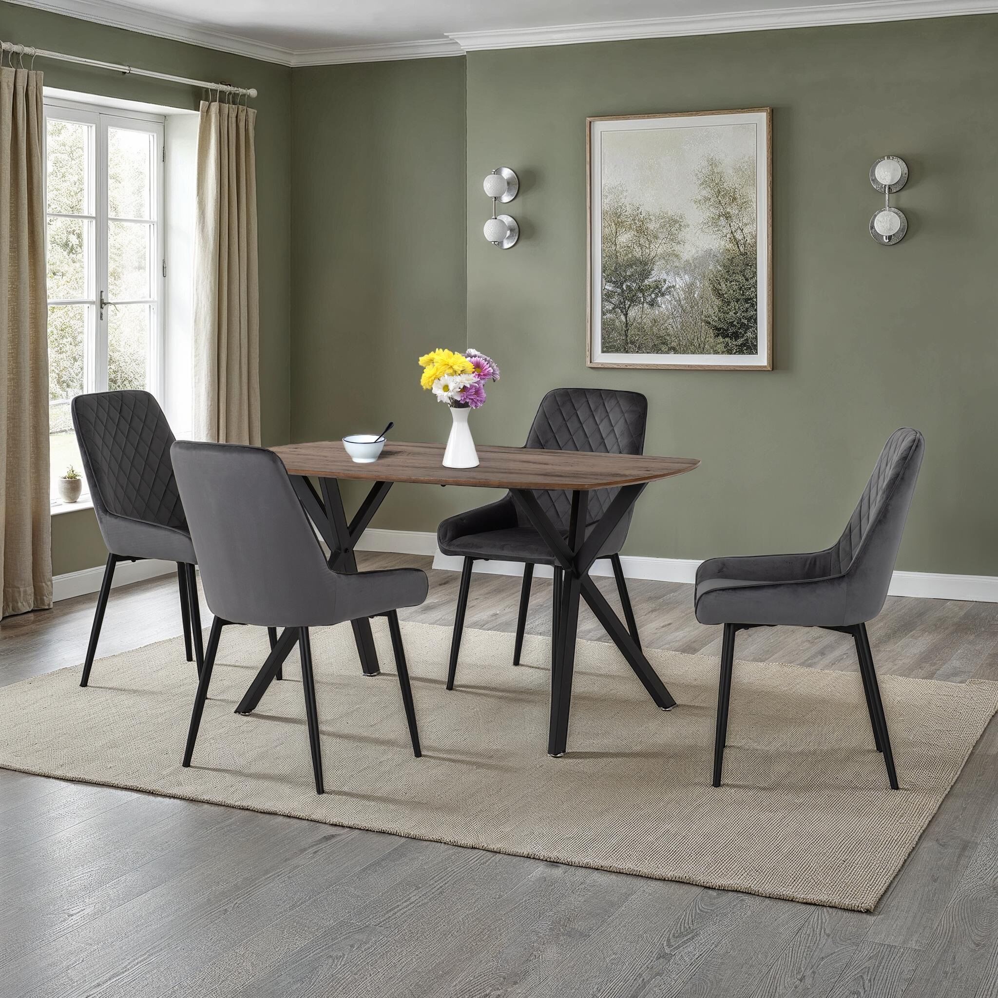 Athens rect &avery dining set +4 chairs