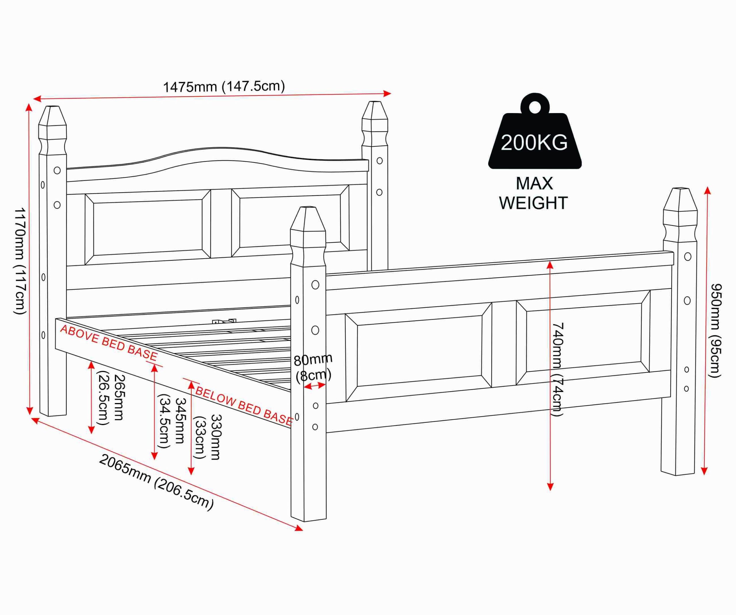 Corona 4ft6 high end pine bed frame - Image 3