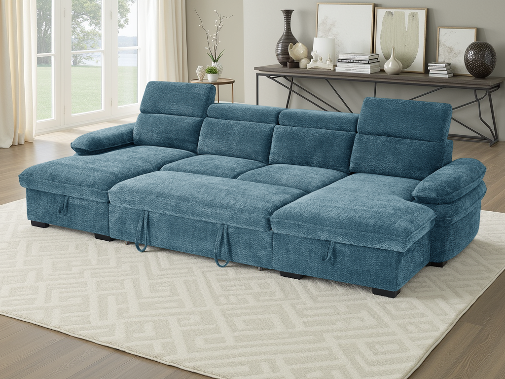 Hudson Sofabed Blue U Shape Corner - Image 2