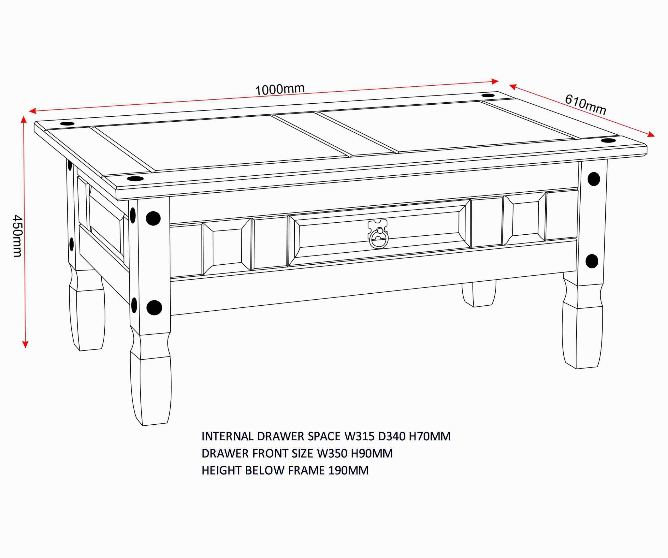 Corona 1 drawer coffee table - Image 4