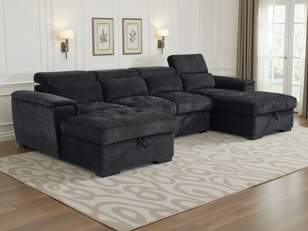 Alaya Sofabed Black U Shape Corner - Image 2