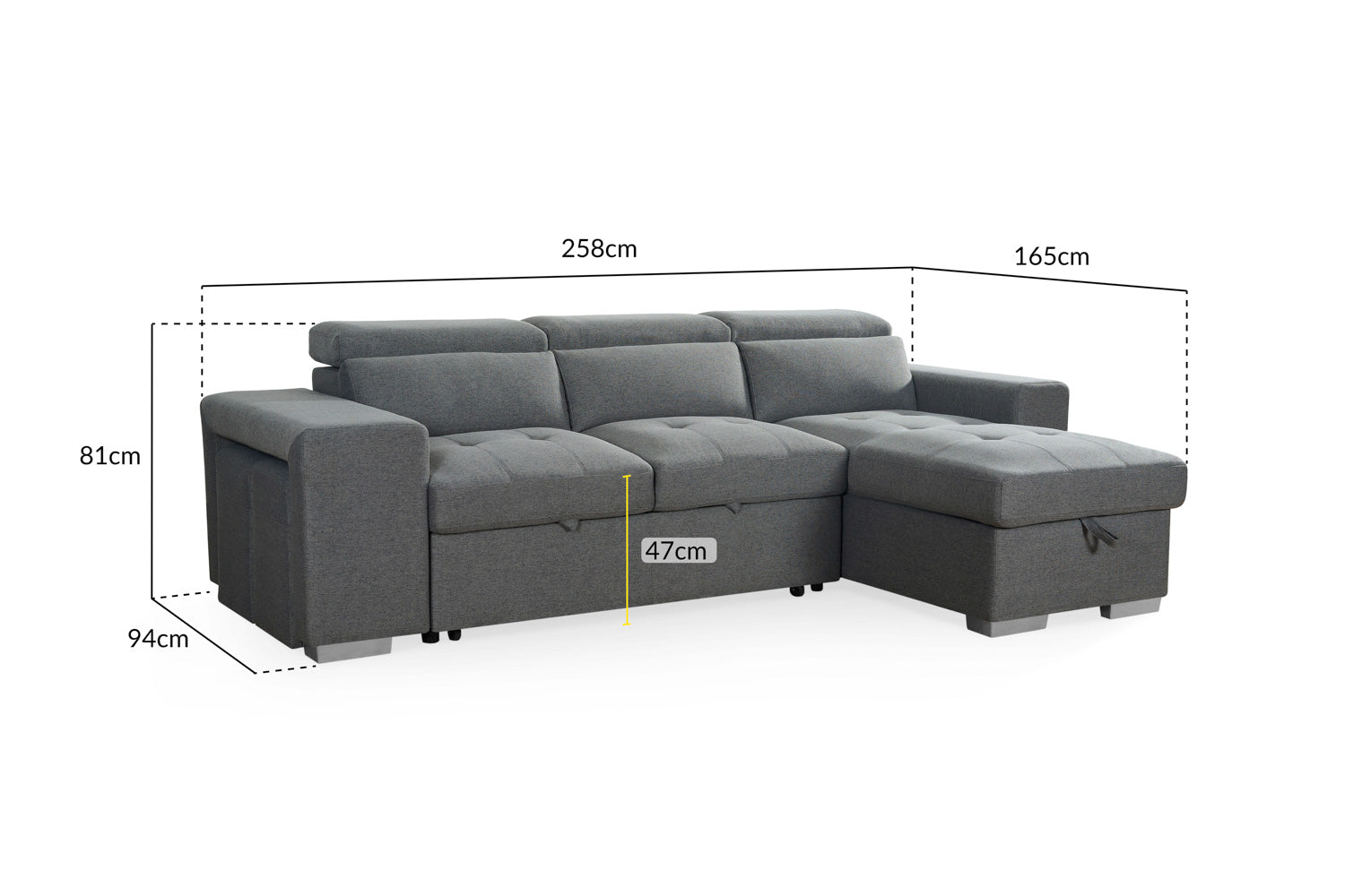 Artemis Sofabed Grey Universal Corner - Image 3