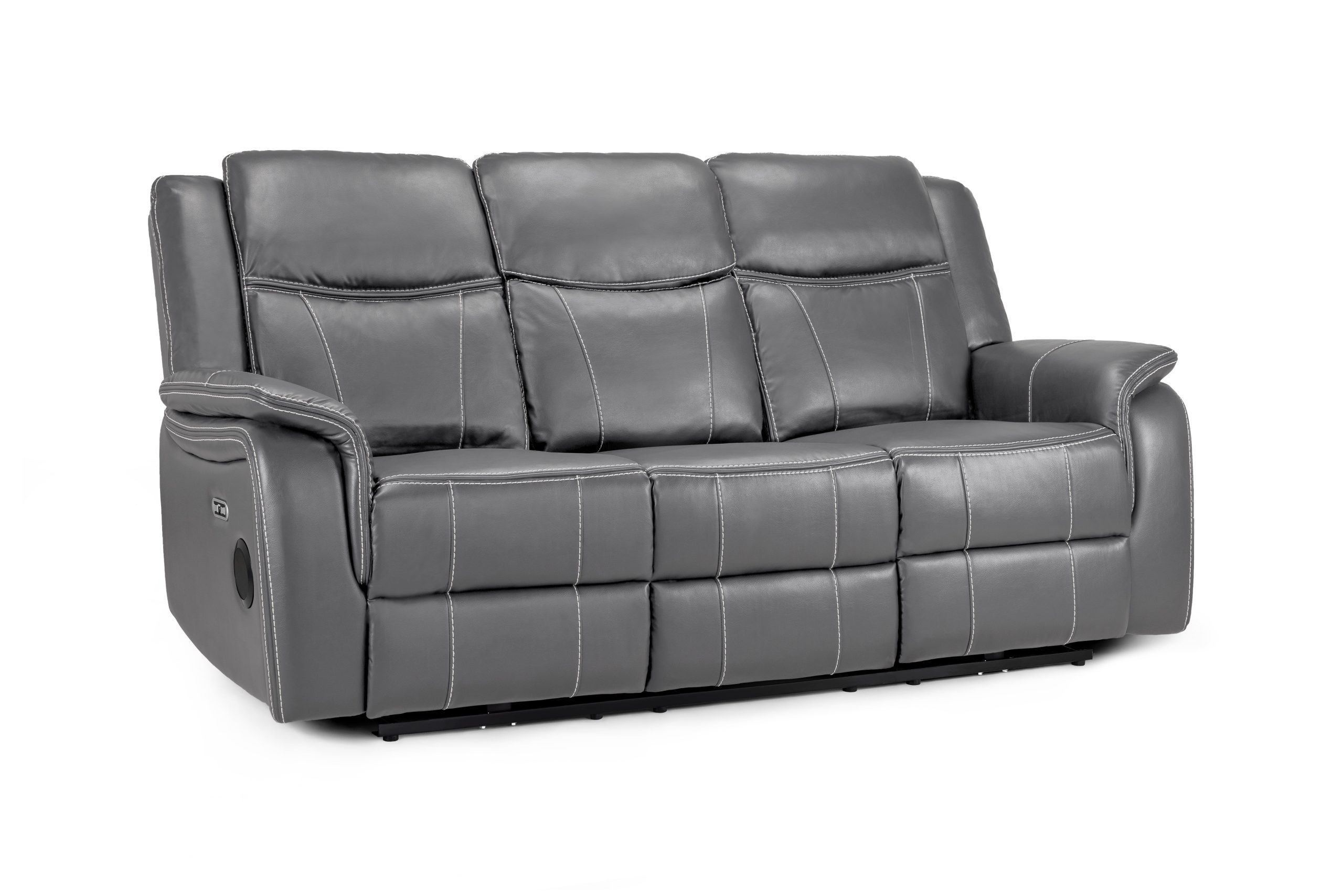 Galaxy Tech Electric Recliner 3 Seater Grey Leather - Image 2