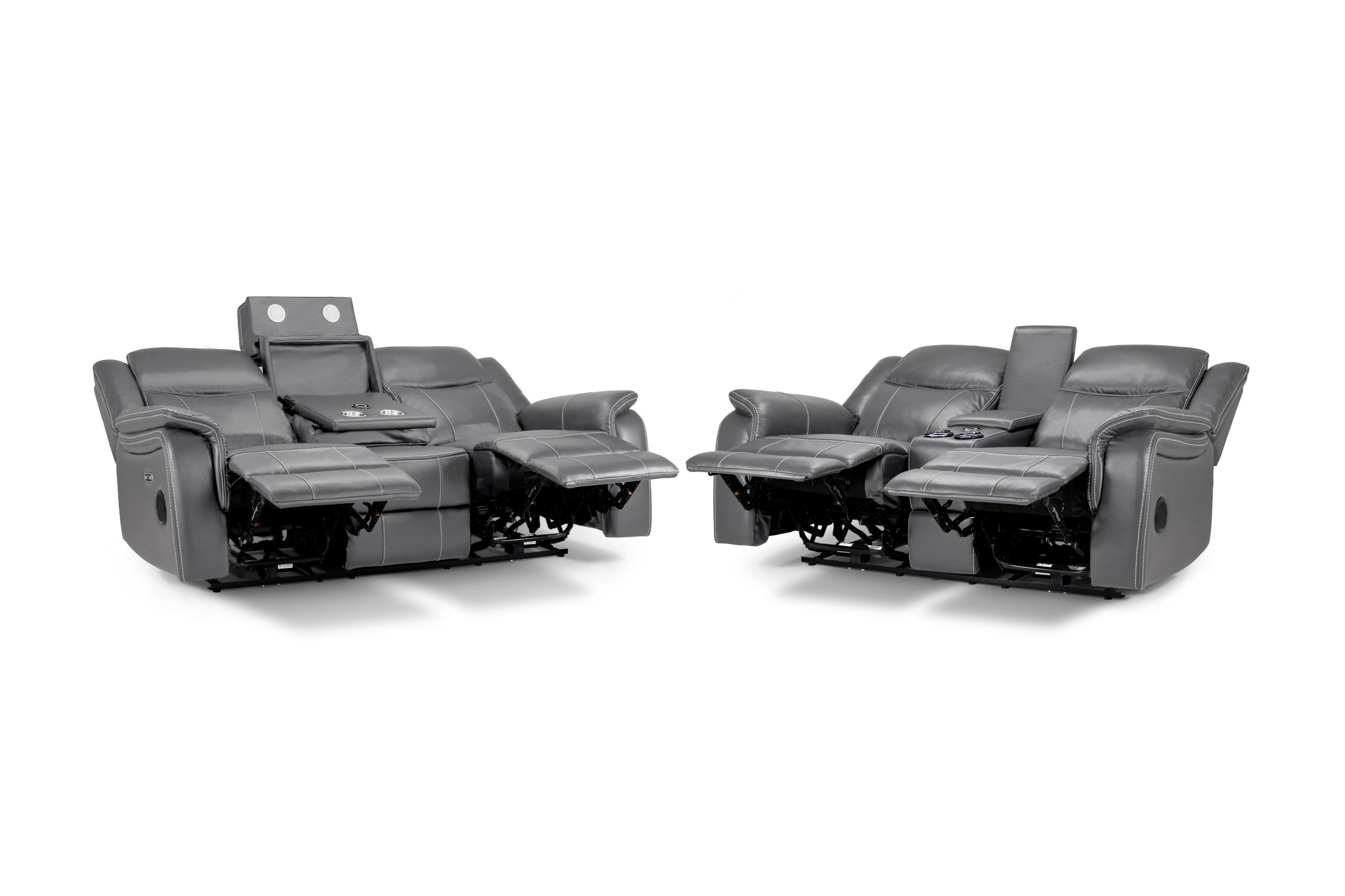 Galaxy Tech Electric Recliner Sofa Grey 3+2 Set - Image 3