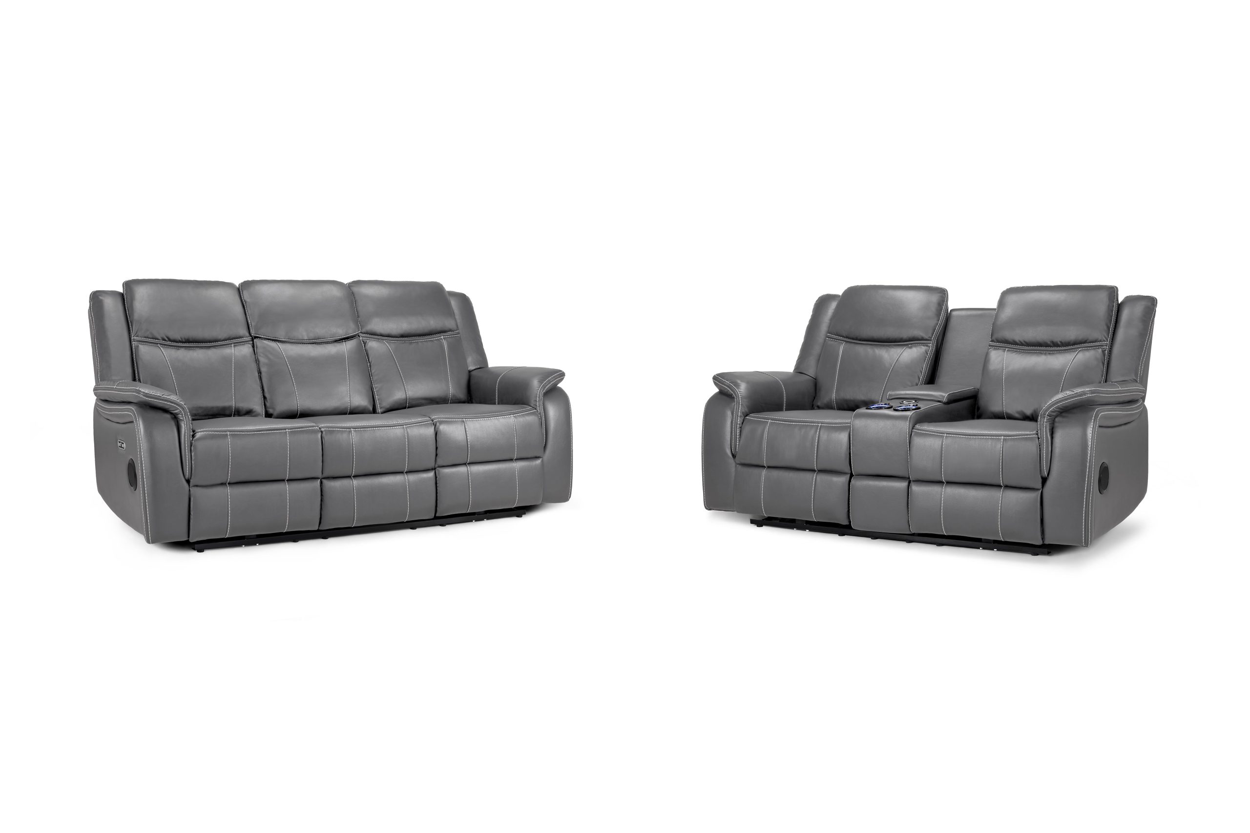 Galaxy Tech Electric Recliner Sofa Grey 3+2 Set - Image 5