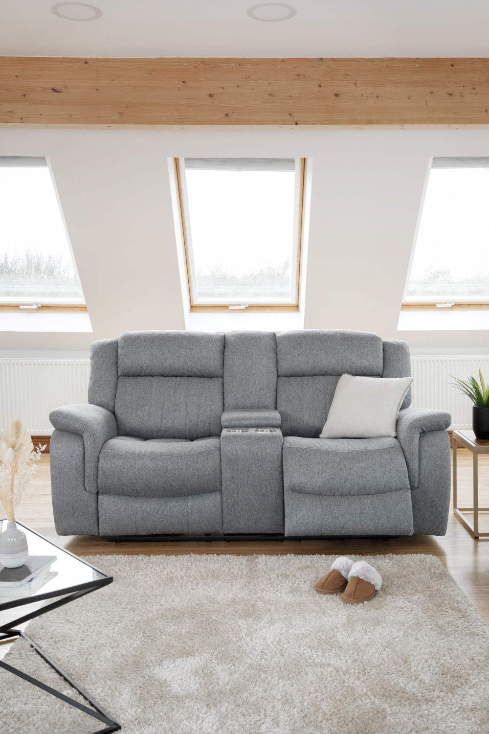 Linden Electric Recliner Sofa Grey 2 Seater - Image 2
