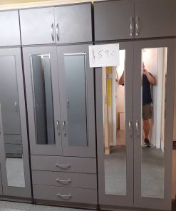 3 Mirrored Wardrobes and Drawers with Top Boxes