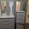 Ladies 4 door mirrored robe set with 5 drawer chest and 2 bedsides