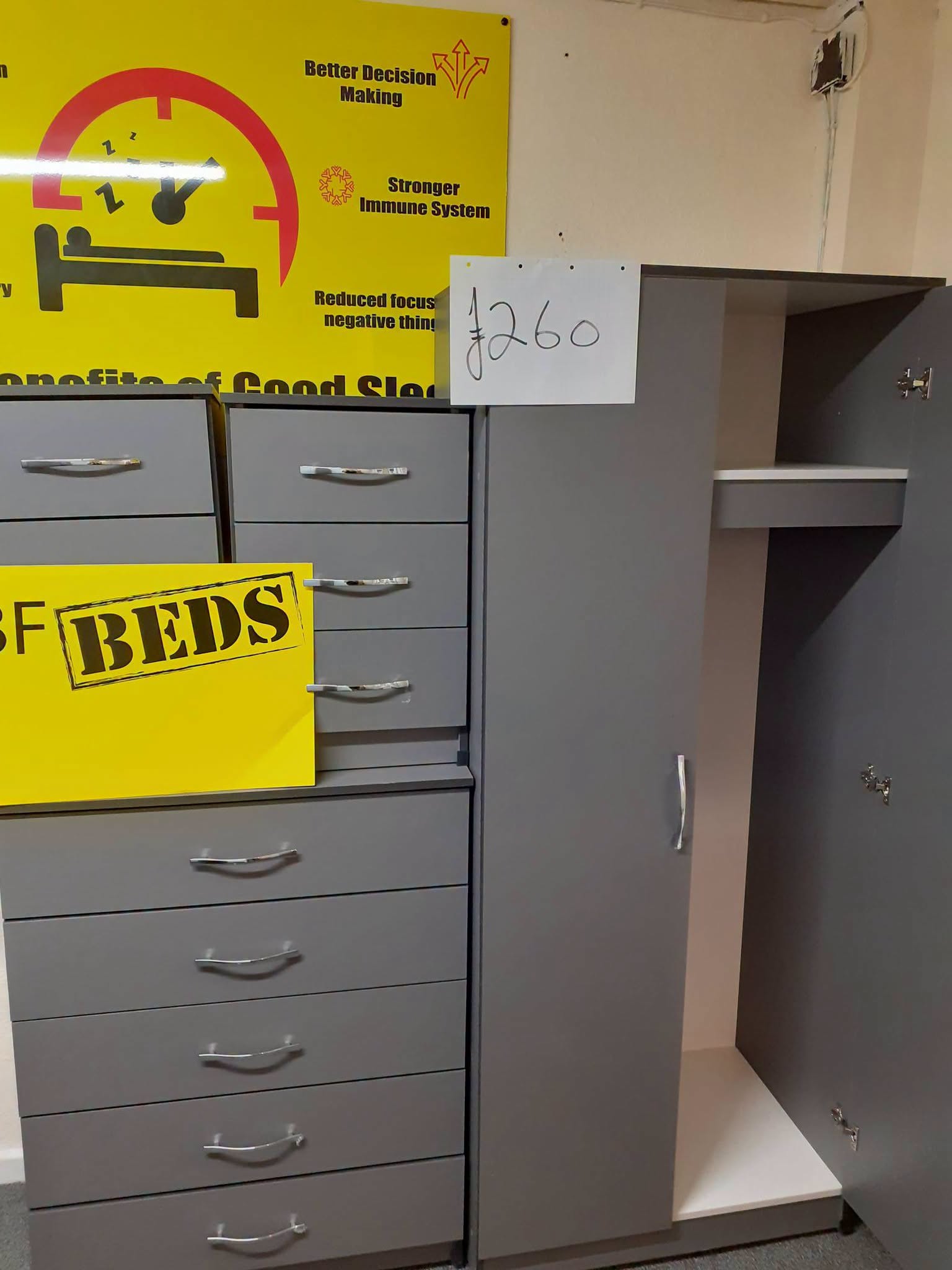 Wardrobe, Chest, Two Bedside Drawers