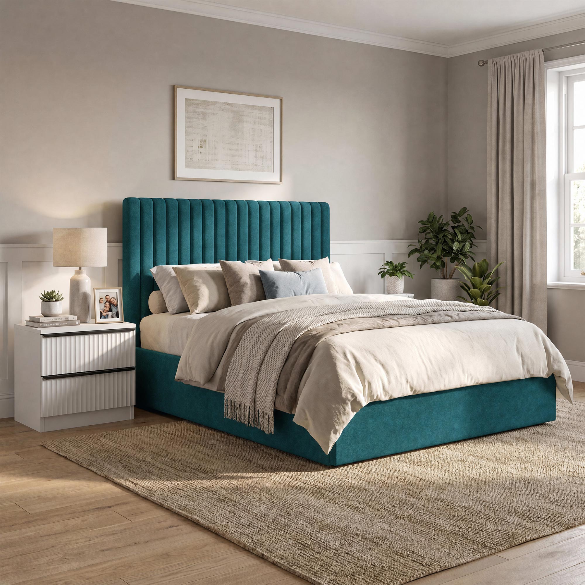 Sollom Tall Headboard ottoman bed frame - Image 4