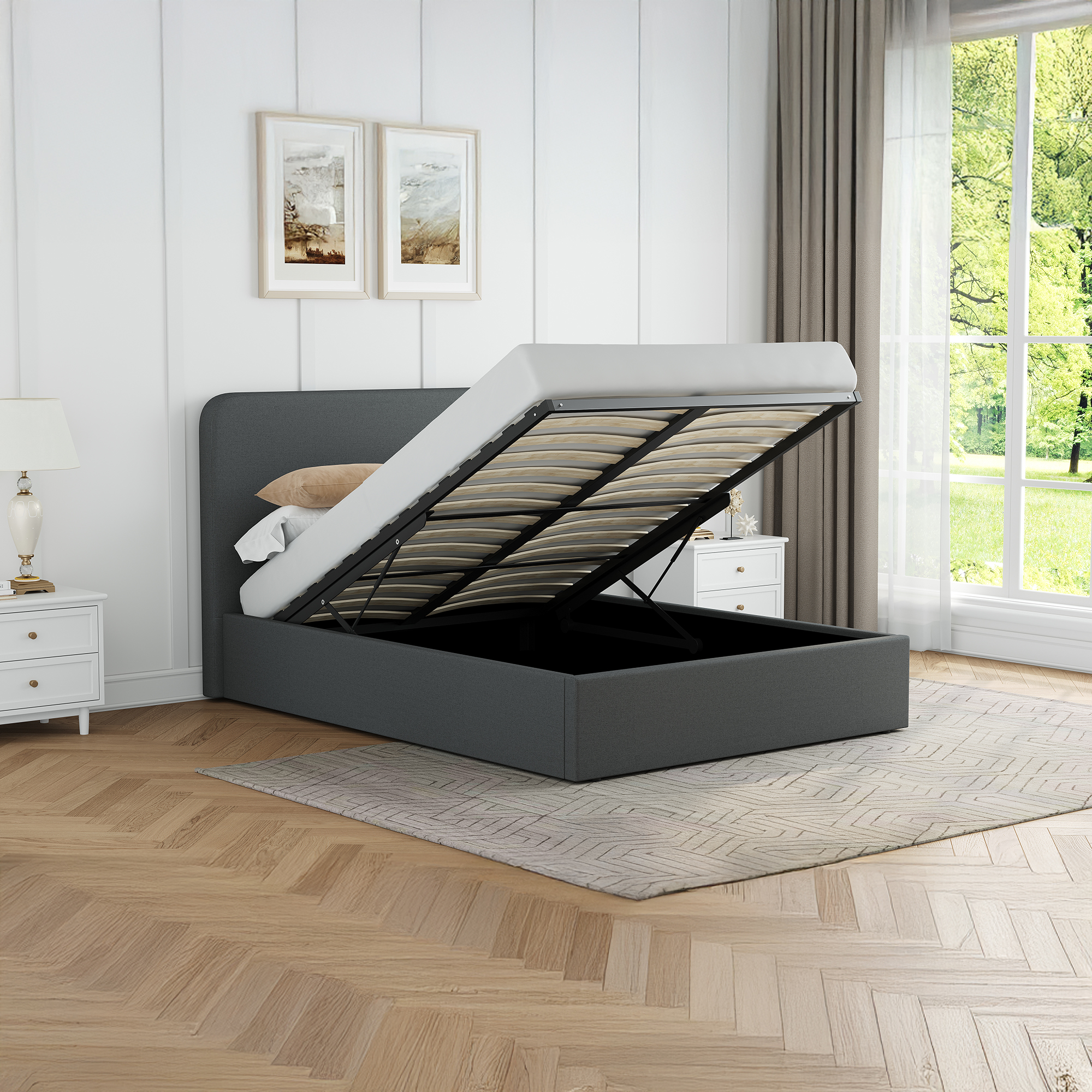 Walton Fabric Ottoman Storage Bedframe - Image 6
