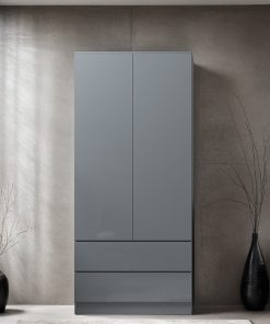 FWStyle Stora 2 Door 2 Drawer Combination Wardrobe – Grey Gloss Front