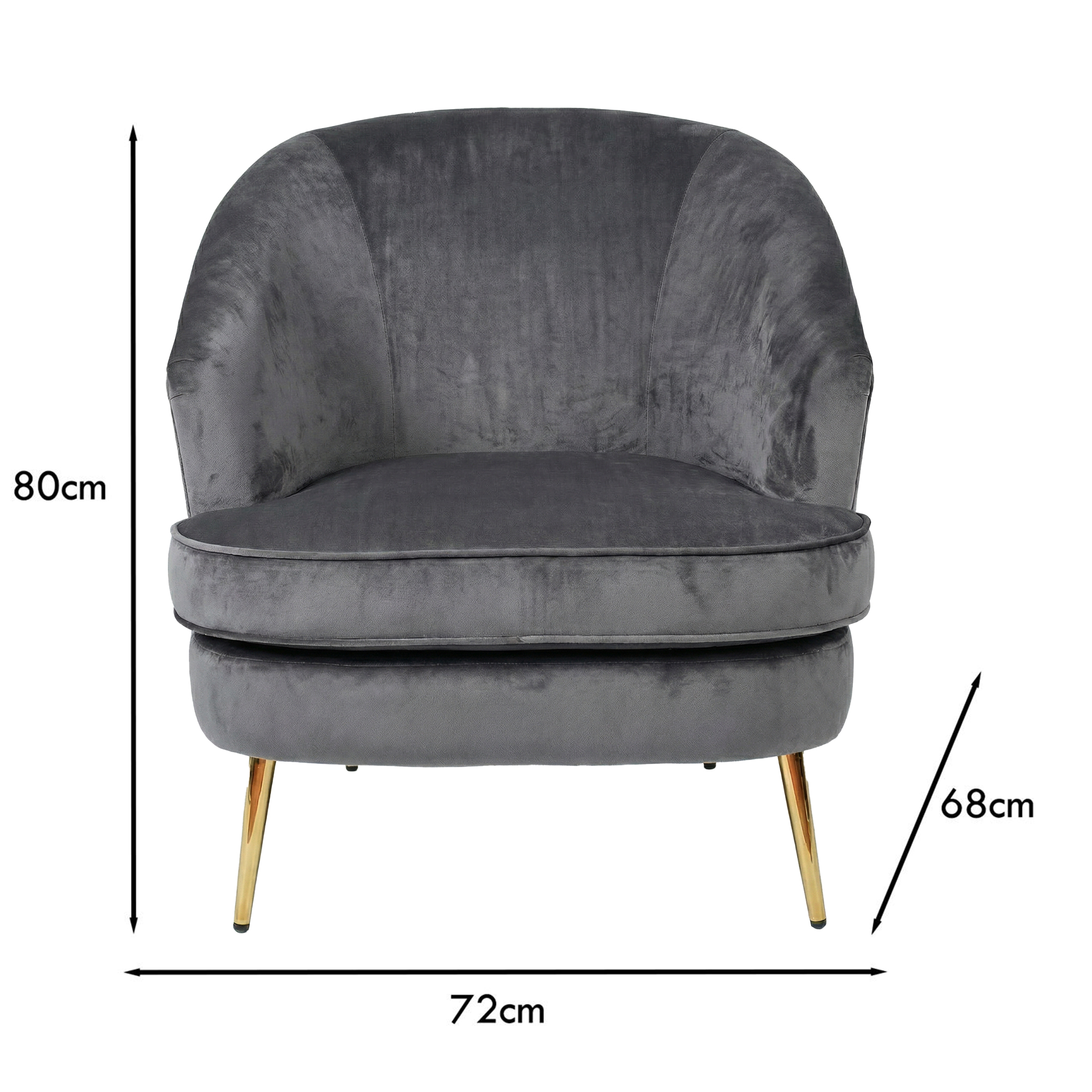 Loretta Armchair Grey Velvet Padded Cushioned Tub Chair - Image 2