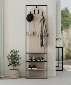 Modern Archy Hall Stand Coat Rack with Shoe Storage 180cm  Sandstone