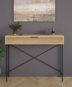 Naive 1 Drawer Console Table Sapphire Oak with Black Metal Frame